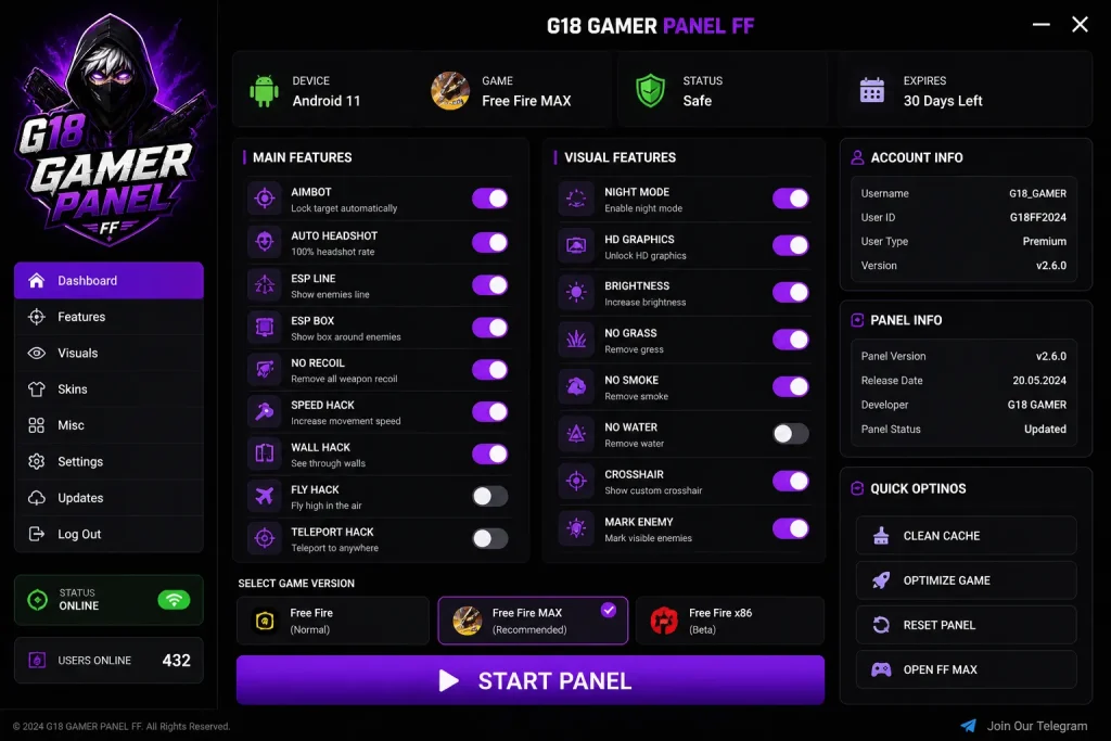 G18 Gamer panel ff