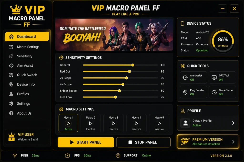 vip macro panel