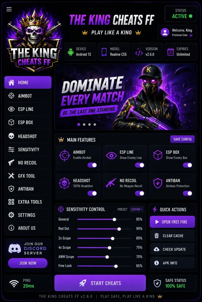the king cheats ff