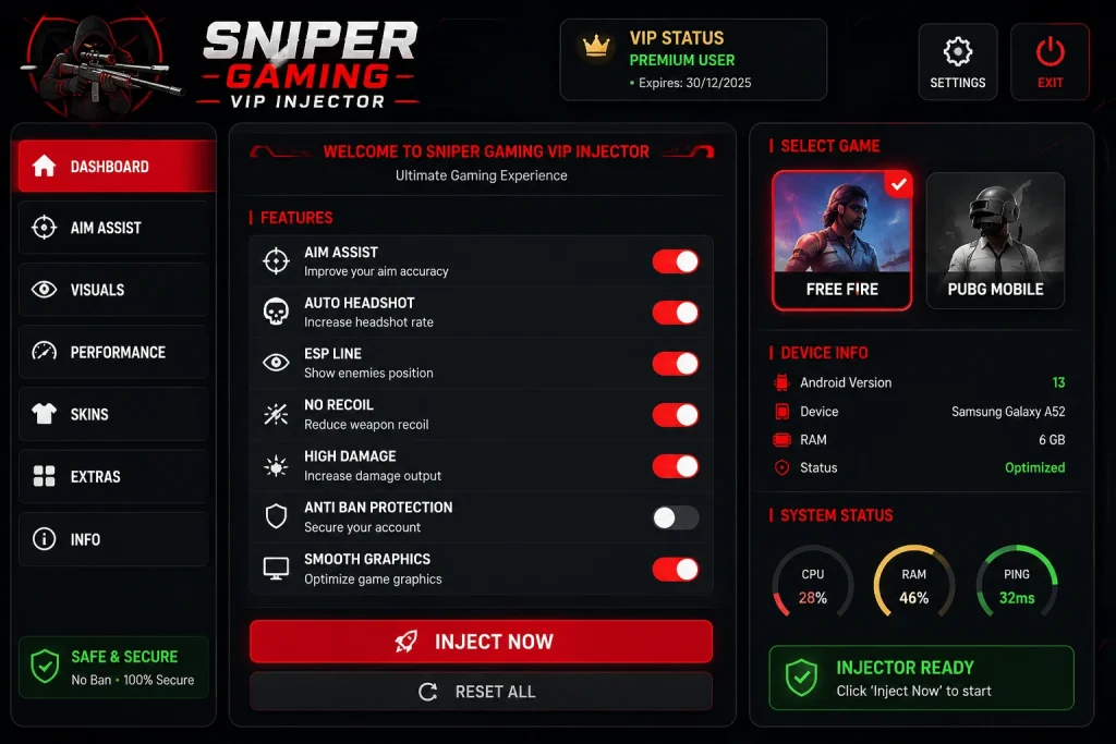 sniper gaming vip injector